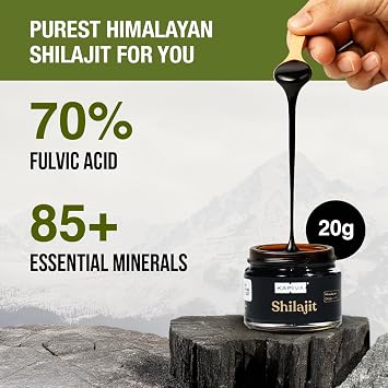 Kapiva 100% Pure Himalayan Shilajit Resin, High Potency for Men & Women | 40 Servings of 500mg | 80+ Trace Minerals, Up to 70% Fulvic Acid | Authentic | Natural Energy & Immune Support