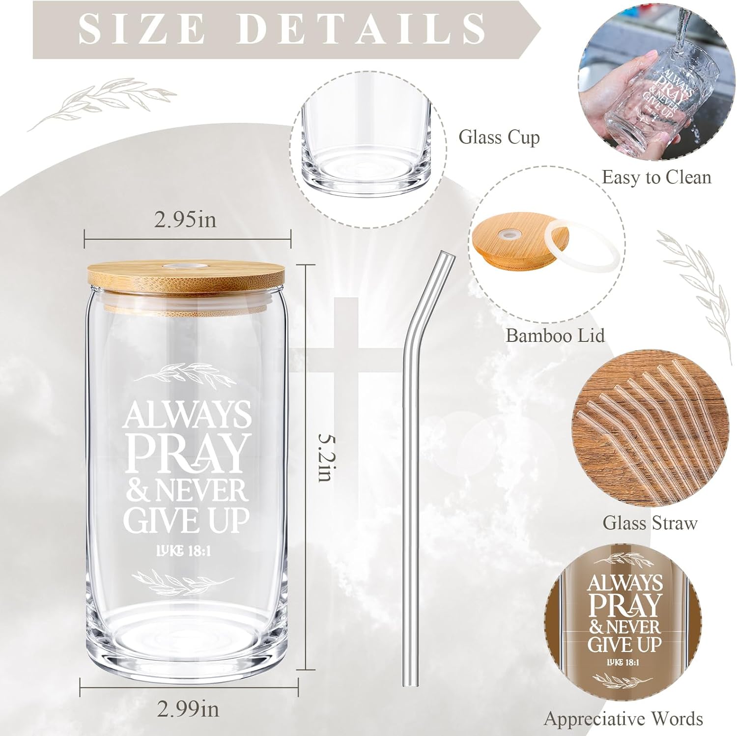 Mifoci 16oz Christian Easter Gift for Women Bulk Religious Inspirational Coffee Mug Mothers Day Drinking Cup with Bamboo Lid(Classical Style,12 Pcs)