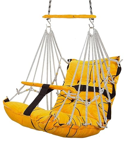 Benison Cottone Baby Swing for Kids Baby's Children Folding and Washable1 to 5 Years with Safety Belt/Home,Garden Swing (Lemon)