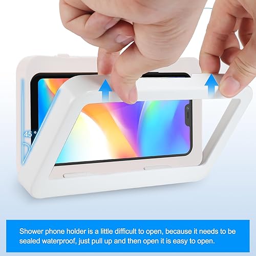 Miniatura 6 de KUNSLUCK Soporte para teléfono de ducha, impermeable, antivaho para pantalla táctil, soporte de teléfono de montaje en pared para ducha, baño,