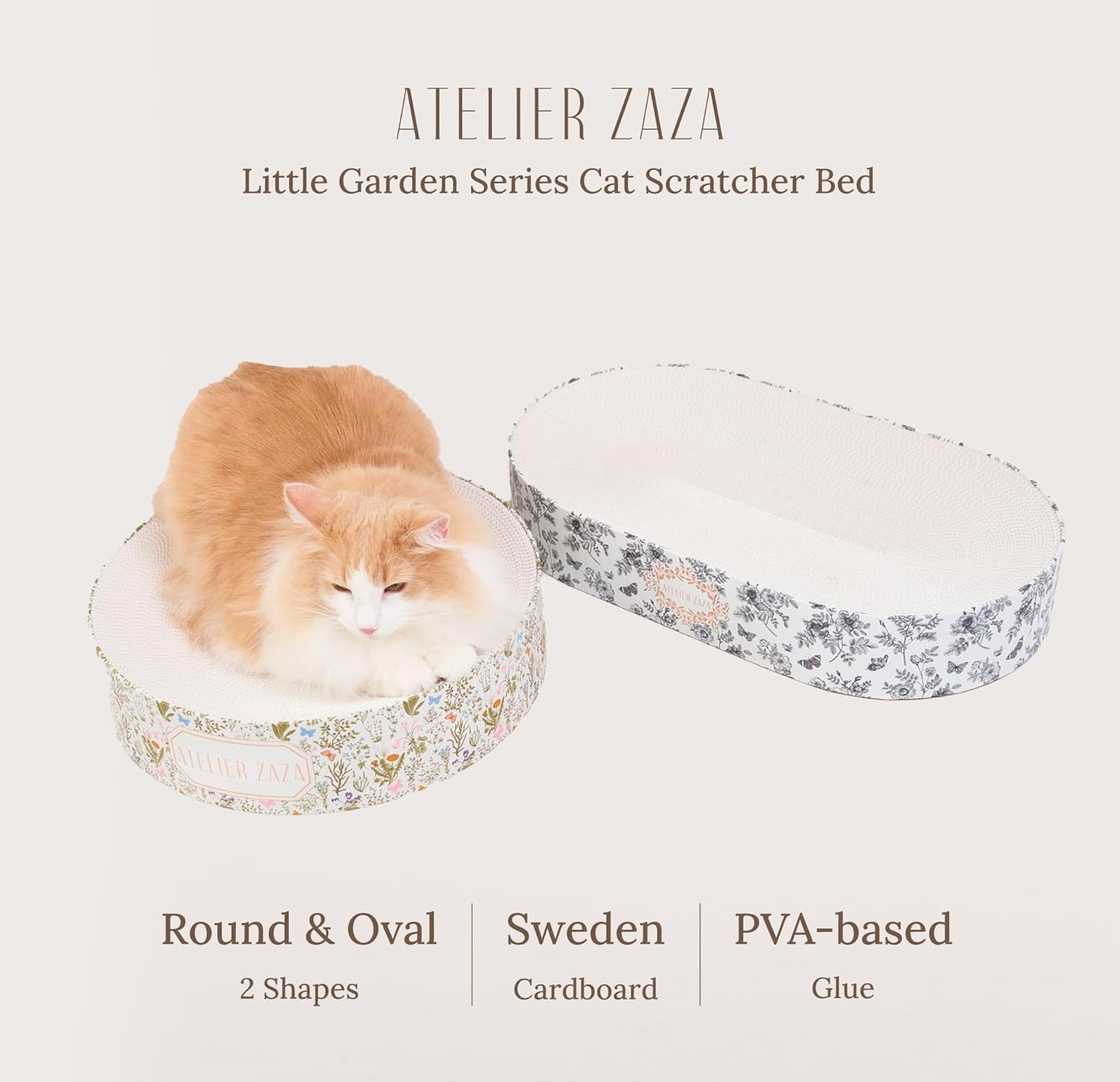 Round Cat Scratcher Cardboard Bed Lounge Couch for Indoor Cats Round Shape 17.7"x17.7", Kitty Cat Scratching Pad Recycle Corrugate Scratcher Long Lasting Furniture Sweden Paper