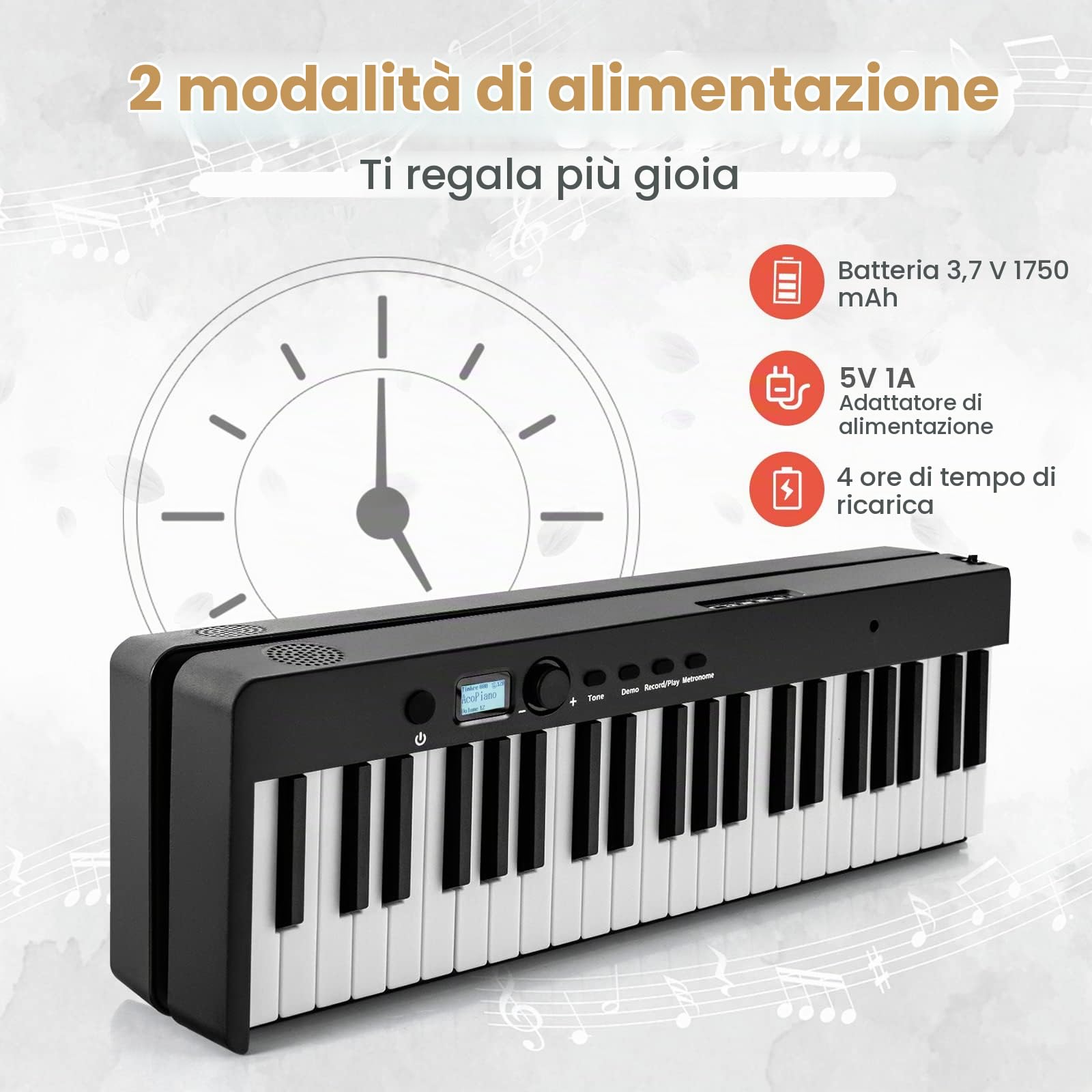 RELAX4LIFE Pianoforte Digitale 88 Tasti Semi-Pesati Pieghevole e Portabile con Custodia, Leggio, Sustain Pedali, Modalità di Insegnamento,MP3/USB/MIDI/Bluetooth, Nero