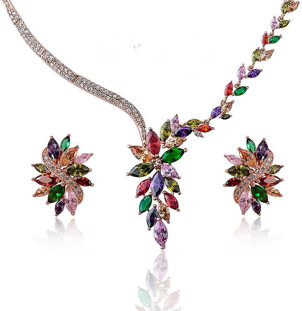 Femicuty Fashion Womens Retro Elegant Style Necklace Earring Sets(Gold)