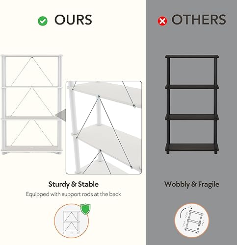 Miniatura 6 de HOMES Inside + Out Apexa - Estantería moderna de 3 niveles extra anchos, estantes de exhibición coleccionables, mesa consola de fácil montaje,