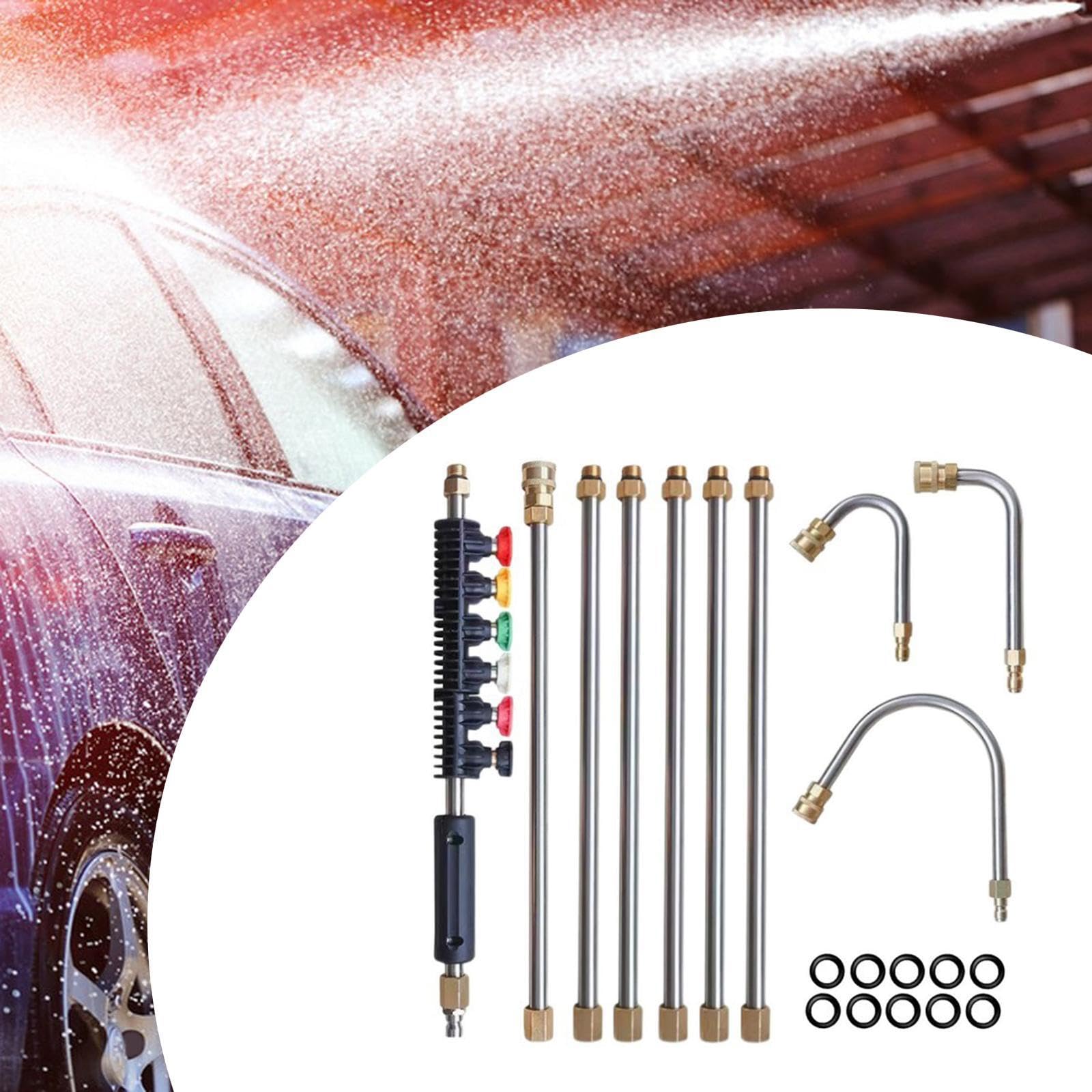Accessori per idropulitrice con 6 punte per ugelli, 4 aste, attacco rapido, set di barre di estensione per idropulitrice facile da usare, 4000 PSI, 25 strumenti per la pulizia delle grondaie.