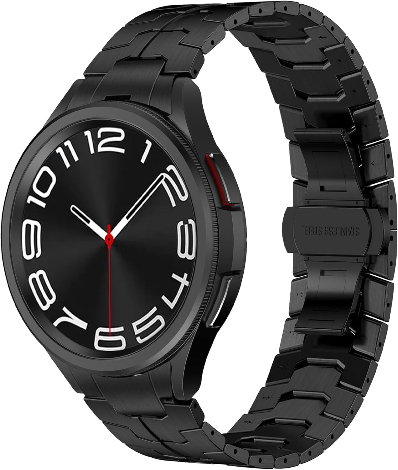 No Gap Metal Bands for Samsung Galaxy Watch 7 6 5 4 FE 40mm 44mm/5 Pro Band 45mm/Watch 4/6 Classic Bands 43mm 46mm 42mm Men Women,Gapless Replacement Solid Stainless Steel Strap Correa Reloj, Black