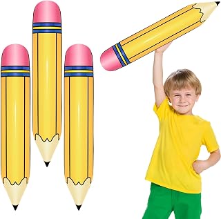 3 Pcs Giant Large Inflatable Pencil Balloons 27 Inch Hanging Inflatable Pencil Shaped Balloons for Back to School Classroom Garden Room Birthday Party Decorations