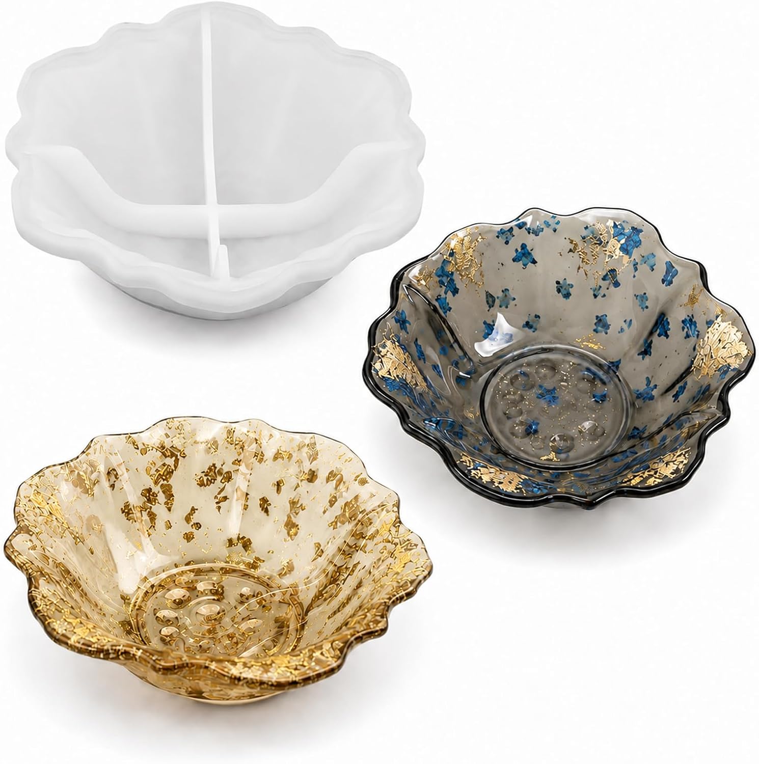 Resin Bowl Mold 5.1 x 1.8 inch Flower Silicone Tray Molds for Resin