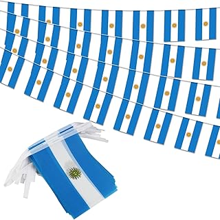 Argentina String Flag Pennant Banner - 38 Flags, 42 Feet Small Mini Argentinian Flags Bunting Banner for Country Decoration, School, Party, Sports Event