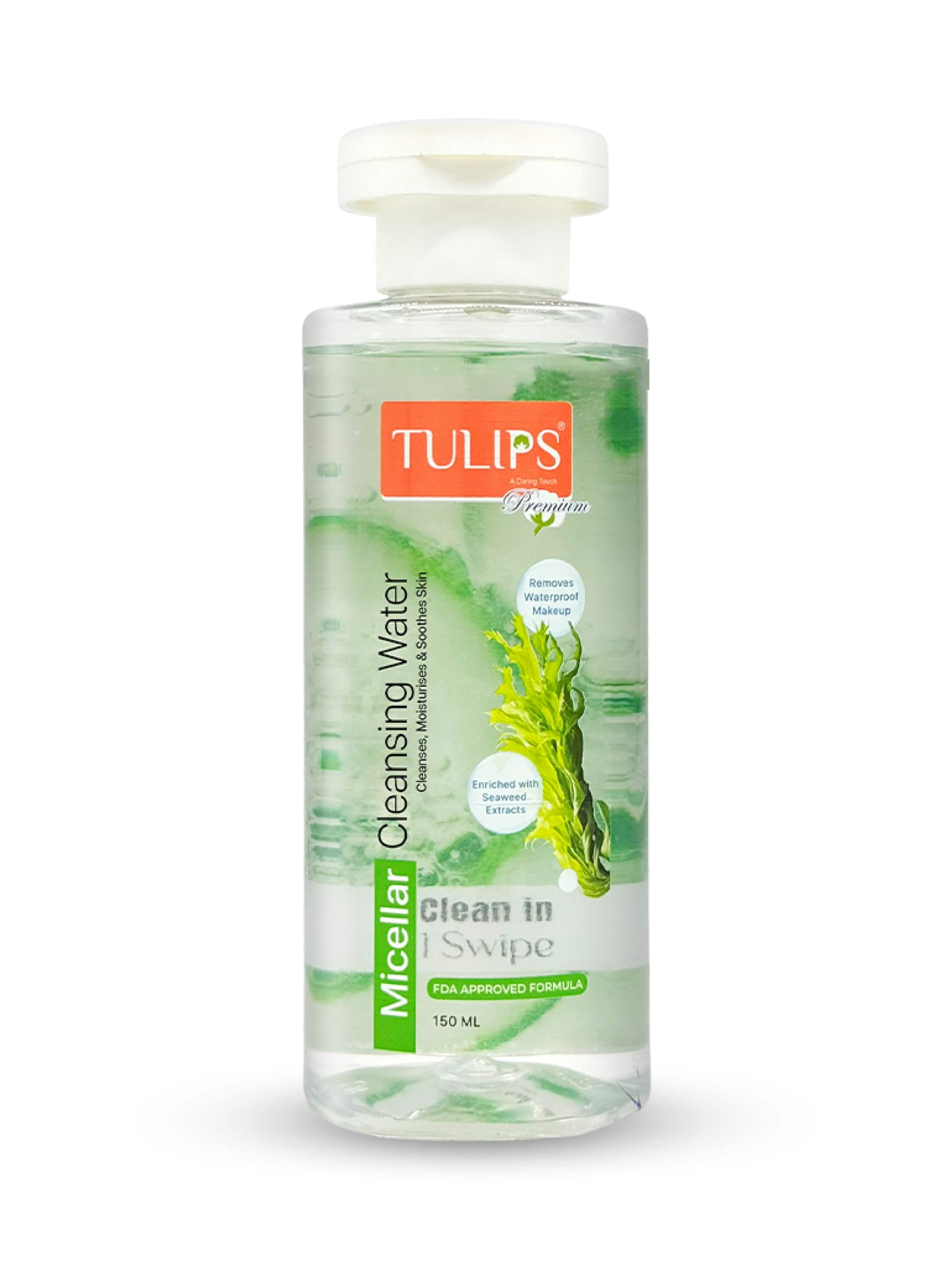 Tulips Micellar Cleansing Water (150 ml x 1 pack) I Perfect for Face, Lips & Eyes waterproof makeup remover I All Skin Type I Suitable for Sensitive Skin-picture-0