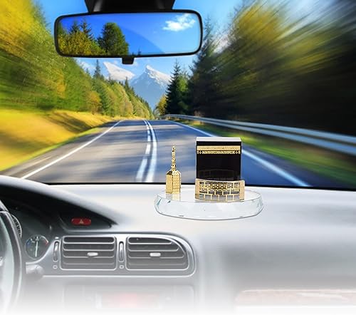 Miniatura 5 de YEmirth Modelo de artesanía musulmana, 3 piezas, modelo de construcción islámica, cristal de titanio, aspecto realista, hermoso modelo de Kaaba