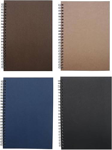 YYaaloa 4-Pack A5 Lined Sketch Book Soft Cover Spiral Notebooks Journals 120 Pages 5.7" x 8.3" Cream colored paper (A5 Lined 4 color 4pcs)