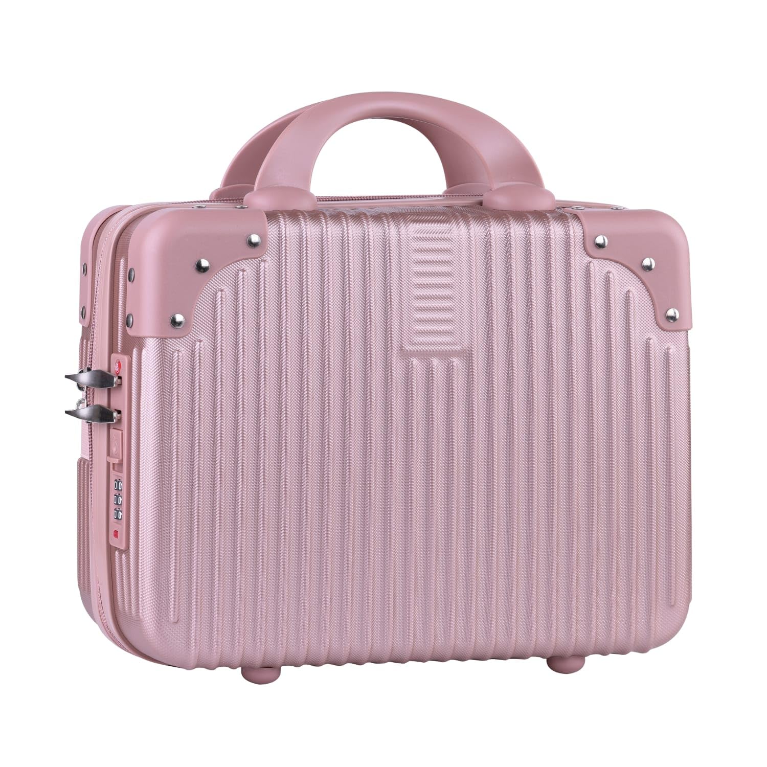 Kuruji Portable Hard Shell Cosmetic Travel Case, Small Travel Hand Luggage with Elastic Band, Mini ABS Carrying Makeup Case Suitcase (Makeup Suitcase - Pink)-picture-27