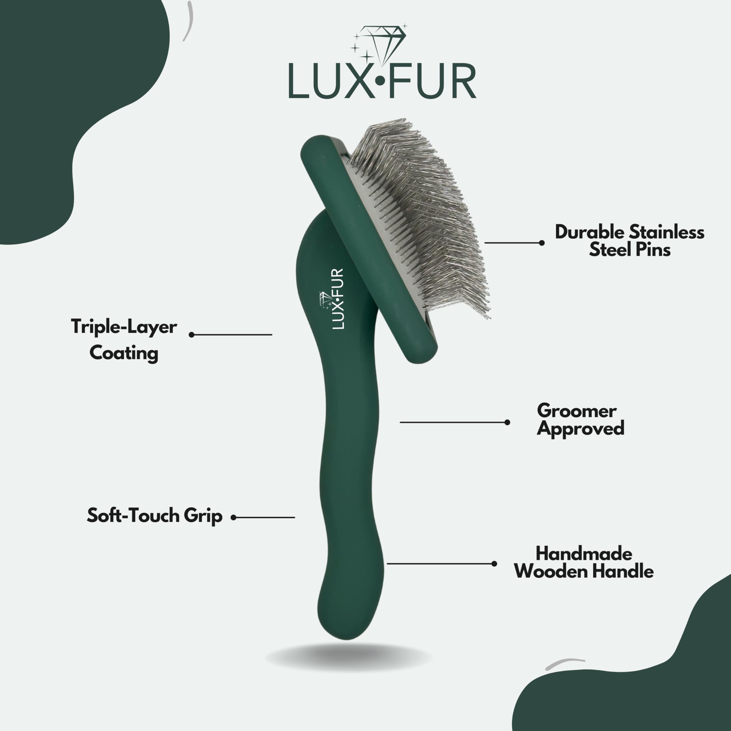 Cepillo de aseo prémium para perros – Cepillo de aseo para perros de pelo largo – Goldendoodle, Labradoodle, Caniche y garabato dorado – Ideal para cabello ondulado y rizado – Desenreda y