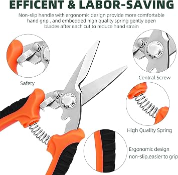 Garden Pruning Shears, Stainless Steel Garden Shears, Gardening Shears, Garden Scissors, Clippers, Pruning Snips, Pruning Shears for Gardening Tools (Color 5)