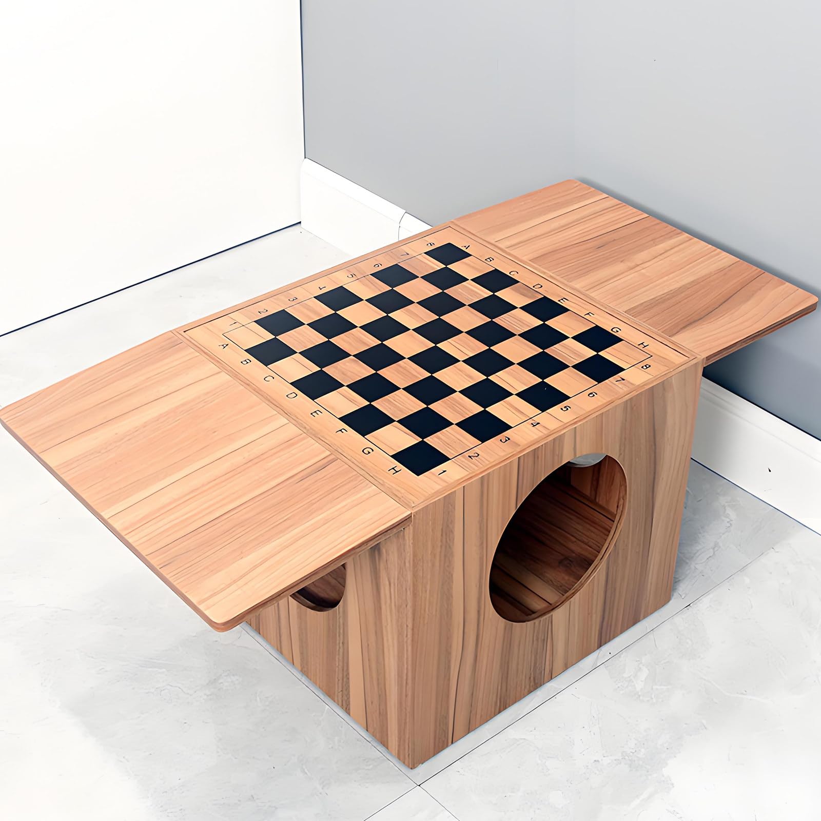 Tavolo da Scacchi Doppio Uso,Tavolino da Salotto Compatto in Legno,Scacchiera 2 in 1 per Scacchi E Go,Mobile Versatile per Uso Quotidiano E Serate di Gioco Extended