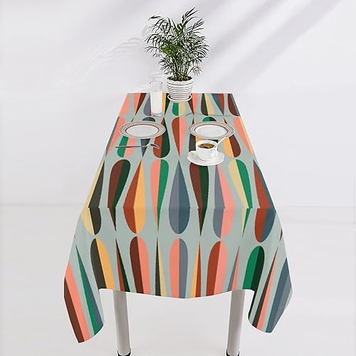 Miniatura 363 de Mantel floral hippie, diseño retro de los años 70, naranja, rosa, azul, floral, bohemio, estampado estético de margaritas, para fiesta, picnic