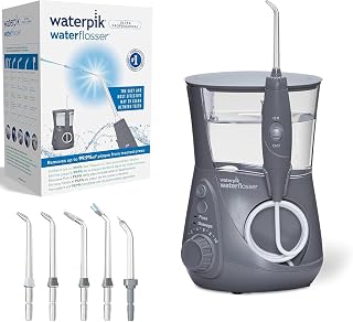 Waterpik Ultra Professional Irygator Stojący, Kolor Szary | 6 końcówek, Zaawansowana kontrola ciśnienia z 10 trybami, Sk