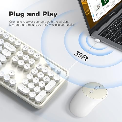 Miniatura 2 de Dilter - Combo de teclado y mouse inalámbrico, 104 teclas, teclado de máquina de escribir de tamaño completo, receptor USB de 2.4 GHz para enchufar
