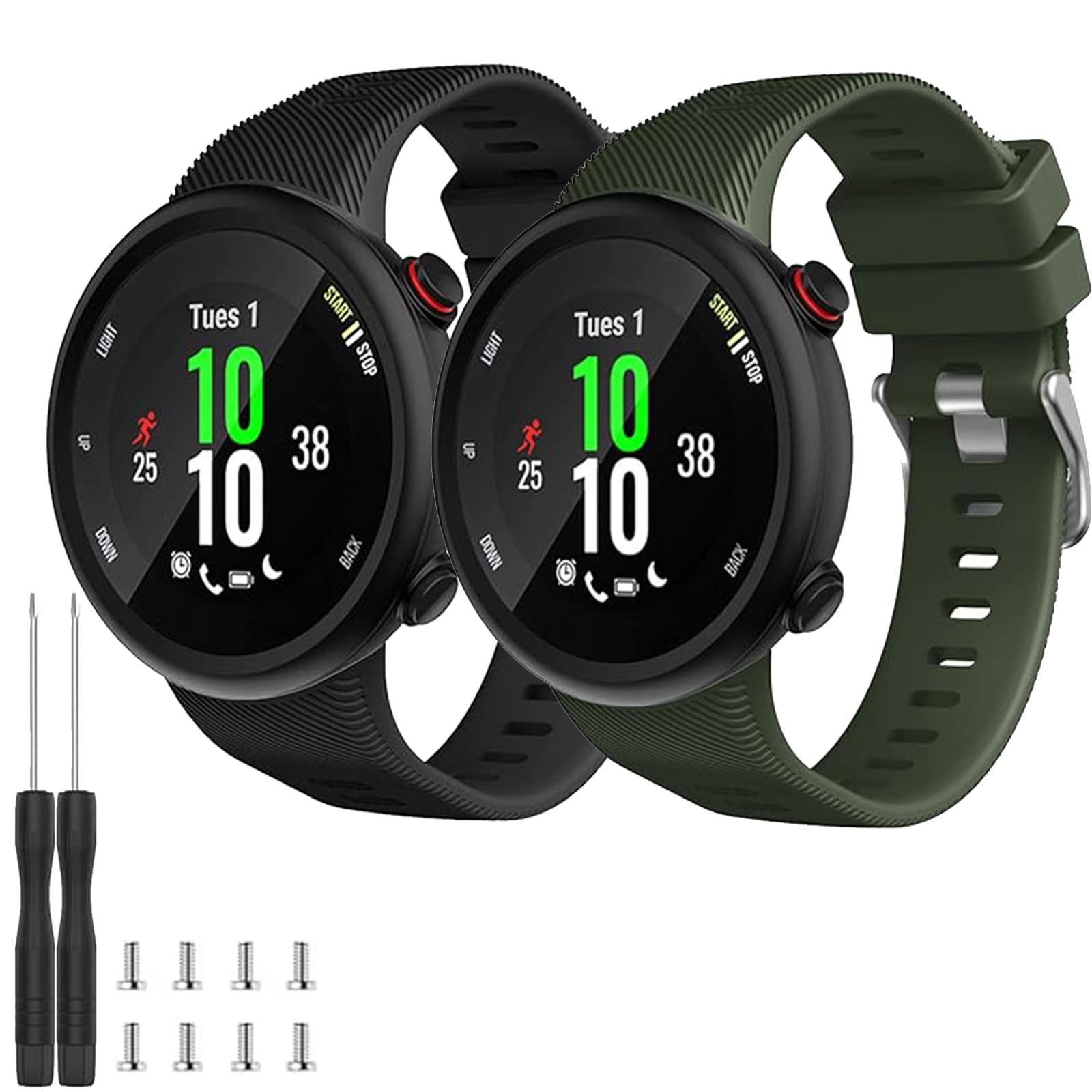 2 Pack Waterproof Band Compatible with Garmin Forerunner 45 Watch Band, Soft Silicone Sport Replacement Watch Band for Women Men-image-33