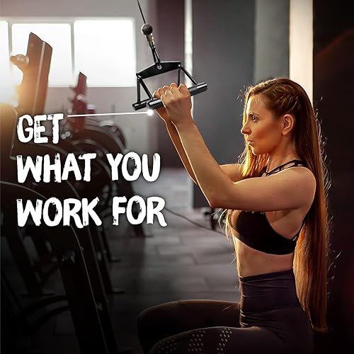 Miniatura 5 de Yes4All Mango de doble fila D, barra recta de 980 libras, accesorio de accesorios para máquina de cable, barra en V desplegable LAT para