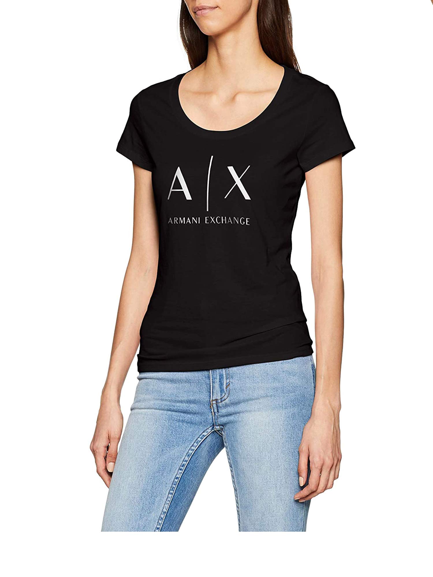 Armani Exchange Women's Logo Ss T-Shirt, Black (Black 1200), Small