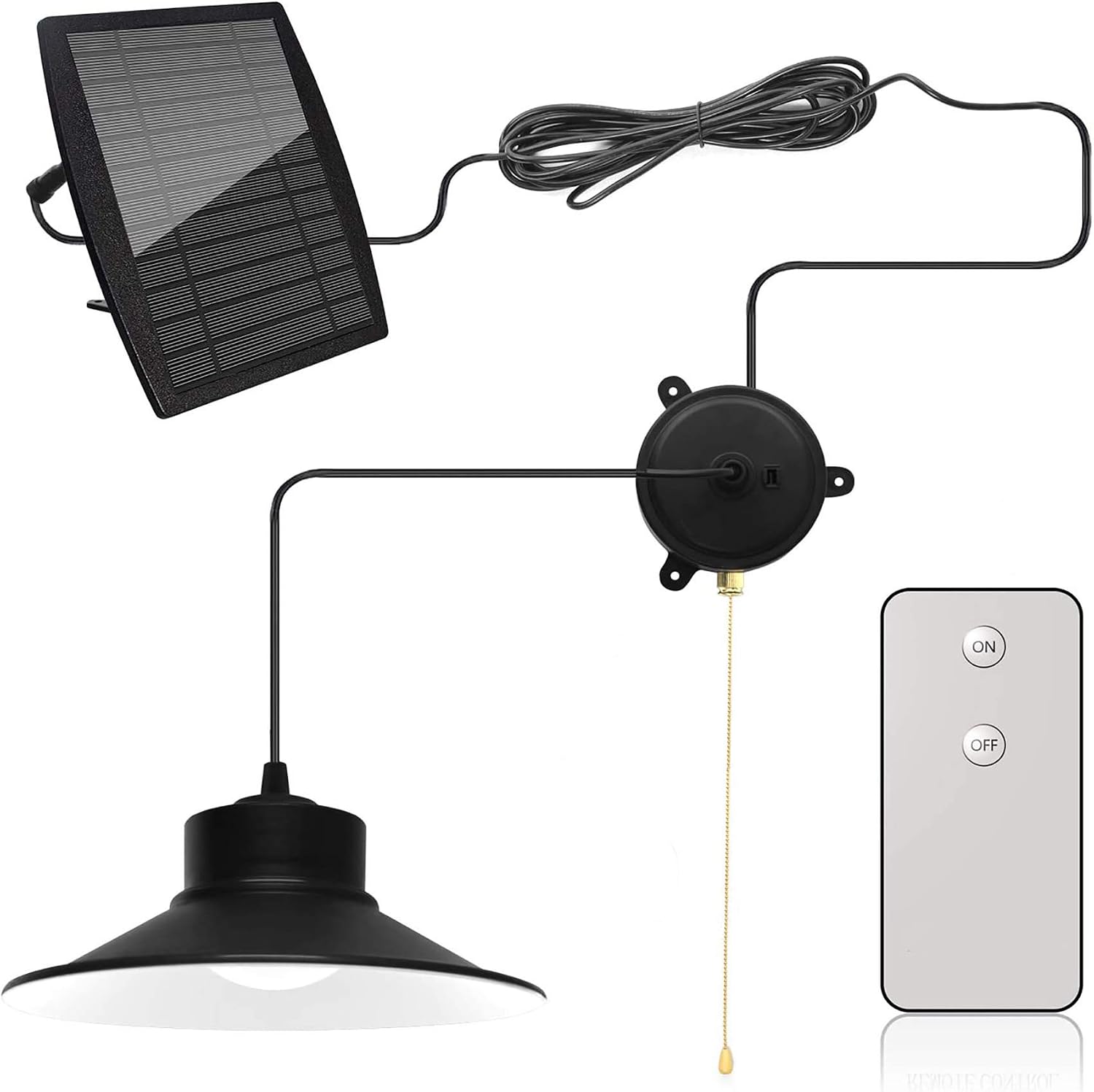 Otdair Solar Pendant Lights, 28LED Solar Powered Shed Light IP44 Waterproof 60LM Solar Barn White Lights with Remote Control and Pull Cord for Indoor Outdoor