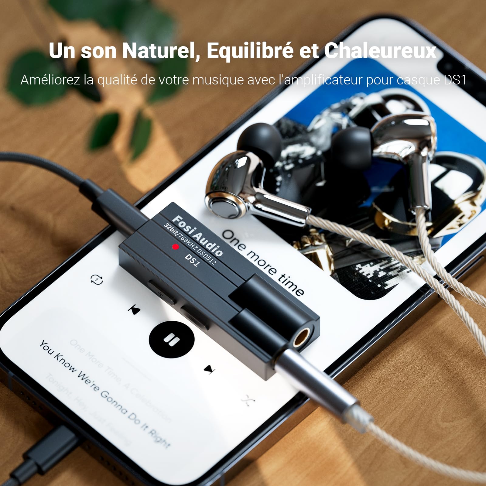 Fosi Audio DS1 Ampli Casque, Puce DSD512, Mini Amplificateur Audio, Dac Audio HiFi, USB C DAC ES9038Q2M, Prend en Charge 32 bits/768 kHz avec Double Sortie Casque 4,4 mm et 3,5 mm, pour Casque