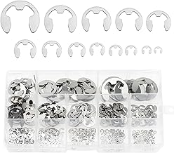 400 Pieces E-Clip External Retaining Ring Snap E Clip Internal Circlip Ring Kit Stainless Steel Internal Circlip Ring 13 Size M1.5 - M15 Kit Ring E-Circlip Assortment