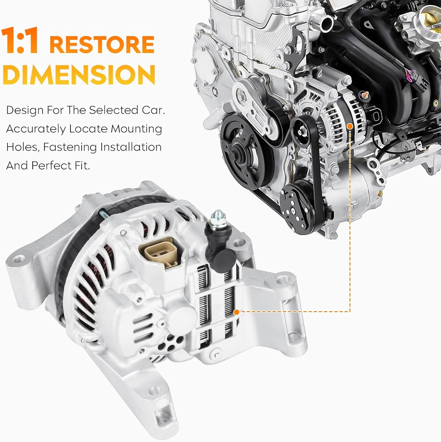 New Alternator for Mazda 3 2004 2005 2006 2007 2008 2009 2L 2.3L, Mazda 5 2006 2007 2.3L, Naturally Aspirated, Non Turbo, AMT0144, A3TG4791, 400-48144, A3TG1391A, 11008, 11174, LF1F-18-300