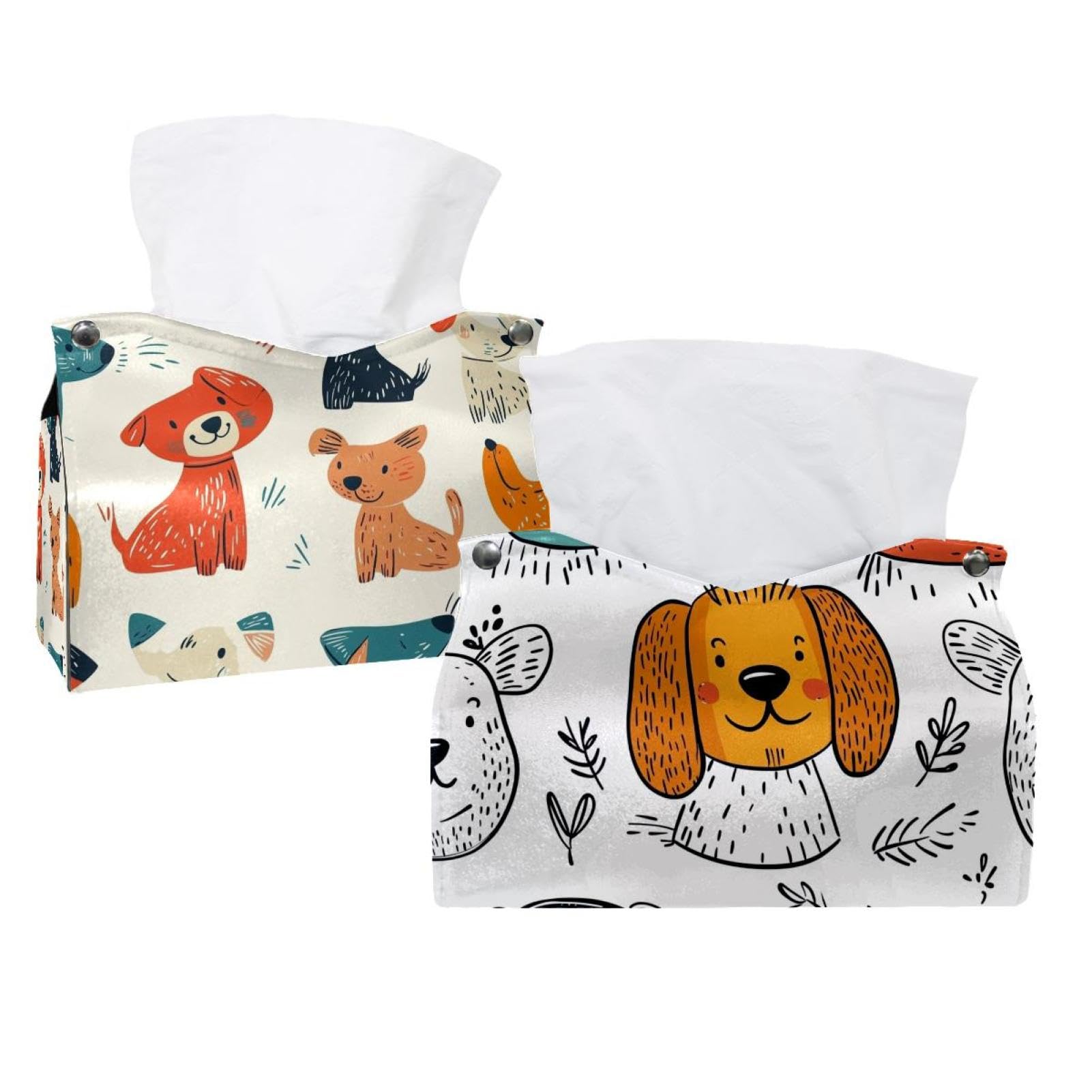 Boîte à mouchoirs chien pour salon et chambre enfant | Lot de 2 housses déco