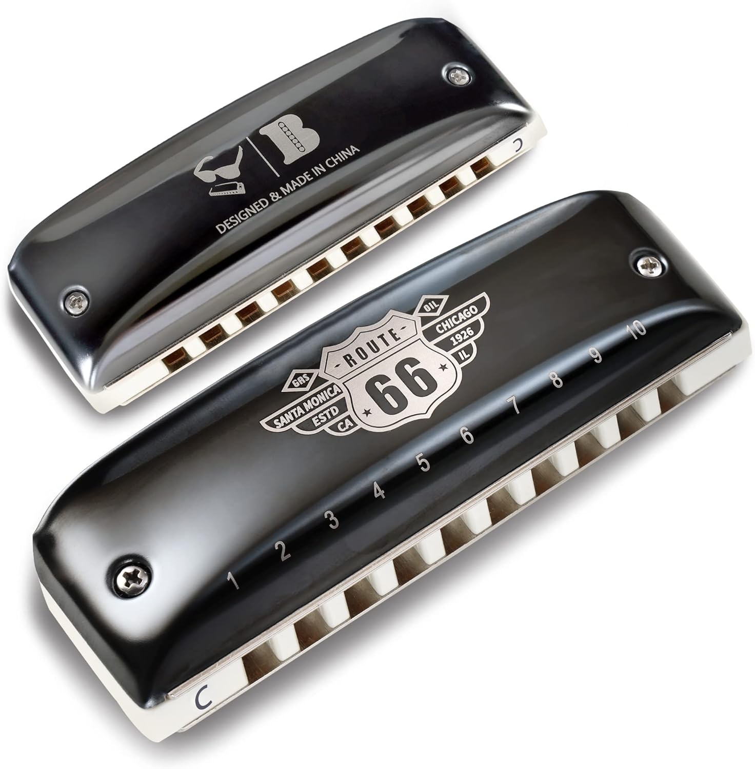 KONGSHENG Jazz Harmonica, 10 Hole Blues Harp Diatonic Harmonica key of C with Yellow Case for Beginners, Amateurs and Professionals as Gift