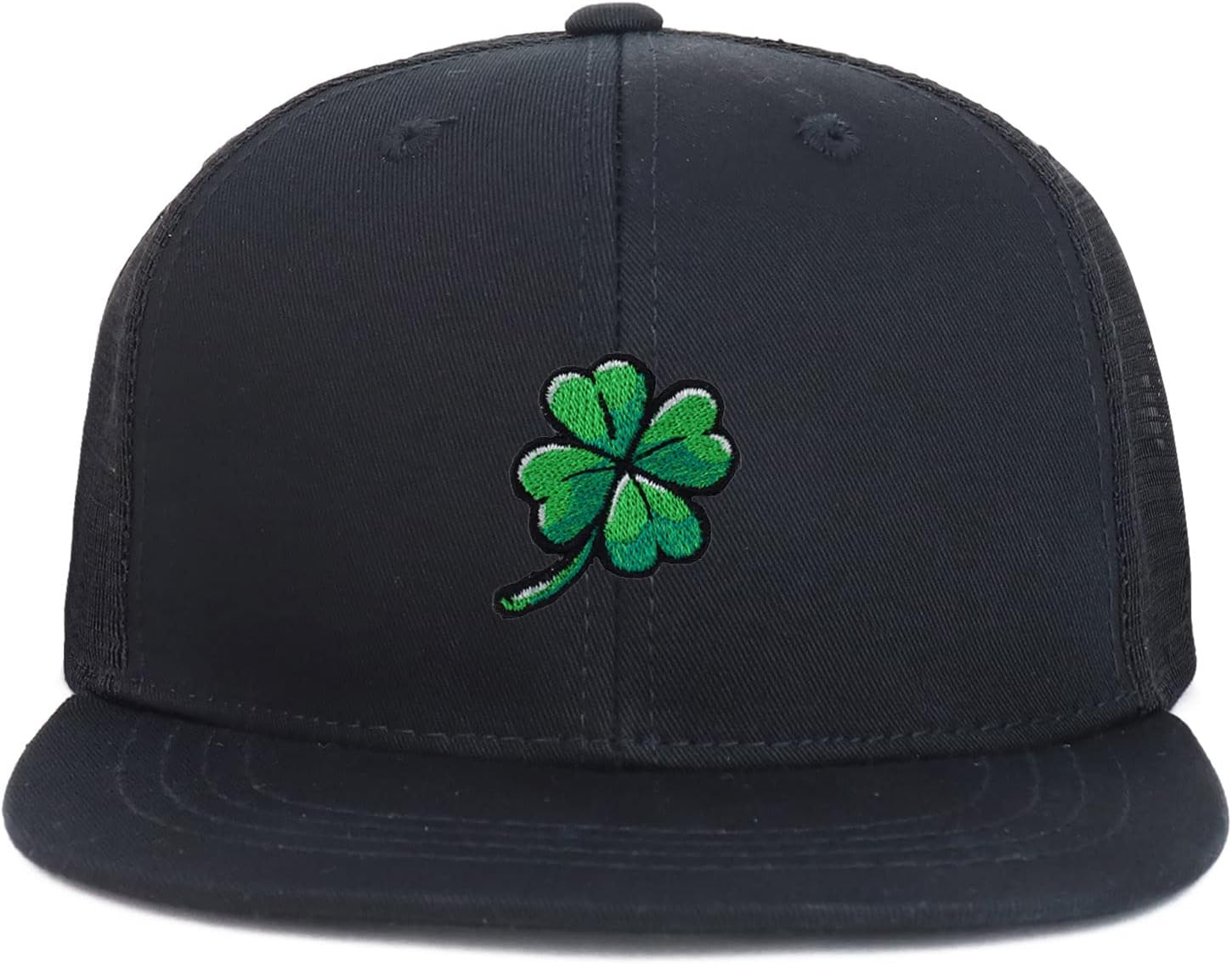 Armycrew Oversize 2XL Lucky Clover Patch Structured Mesh Back Flatbill Snapback Cap