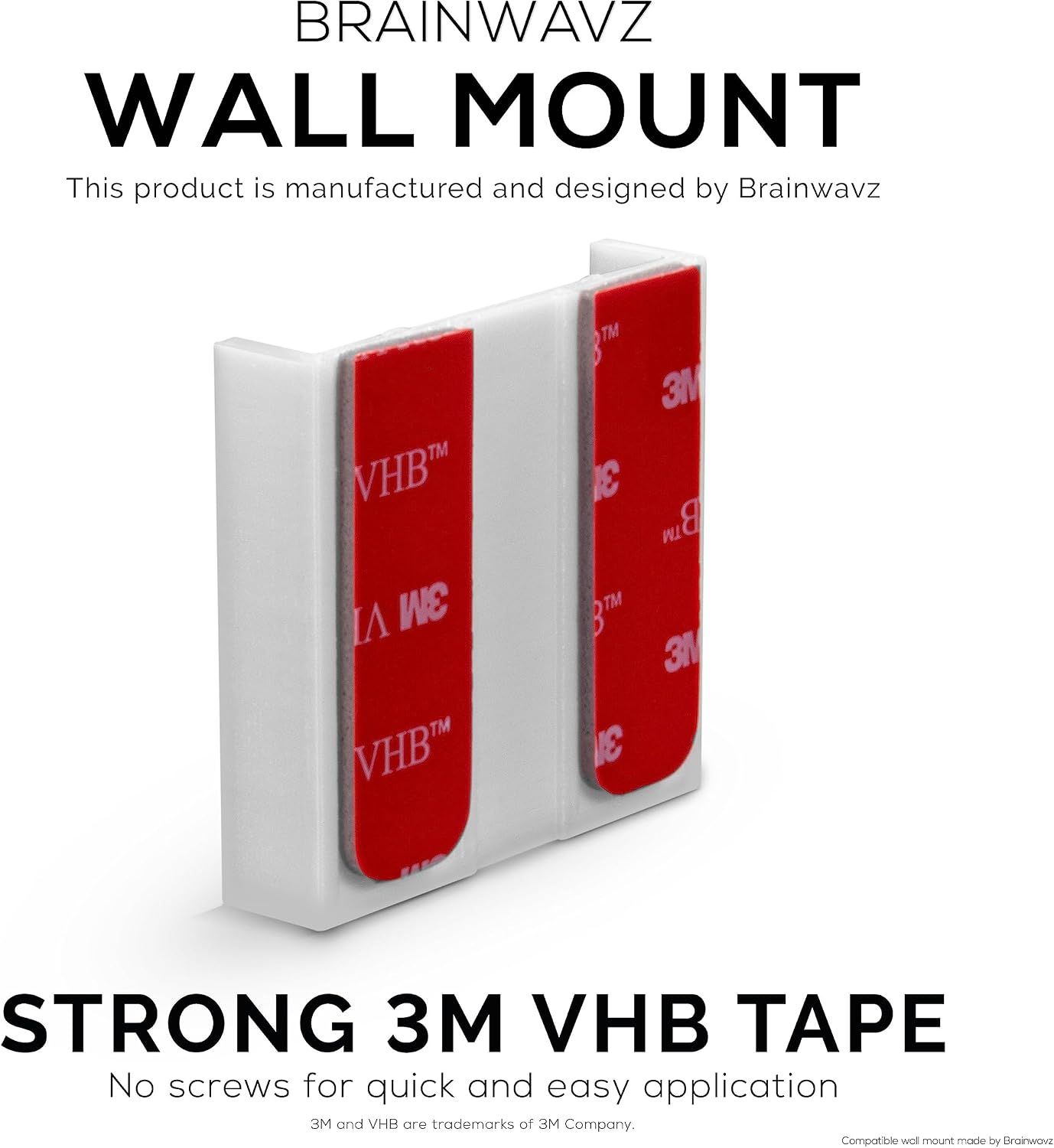 BRAINWAVZ Screwless Wall Mount Kit for Wyze Cam V2, VHB Stick On - Easy to Install, No Tools Needed, No Mess, No Drilling, Strong Adheasive Mount (3 Pack), White