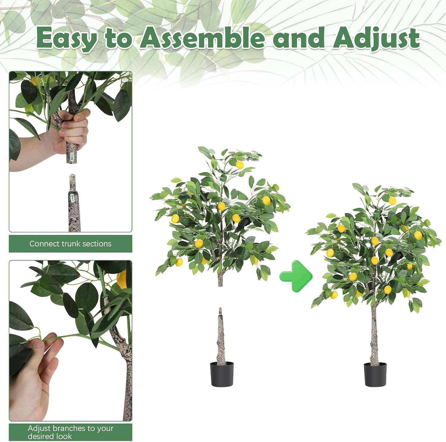 Sunexinlo 4FT Artificial Lemon Tree with Pot, Indoor Outdoor Home Decor