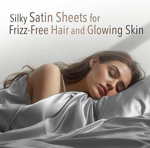 Miniatura 4 de AL AHMEDANI LINEN Sábanas de satén de 6 piezas tamaño Queen y King con 4 fundas de almohada, 1 sábana bajera de satén, 1 funda de edredón de satén,