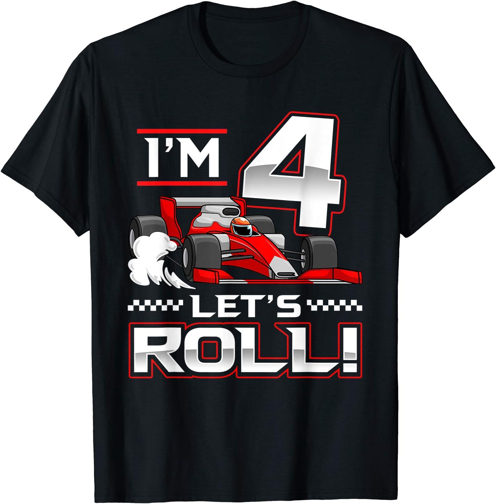 CC Race Car Birthday Party Supplies4th Birthday Race Car 4 Year Old Let's Roll Toddler Boy T-Shirt