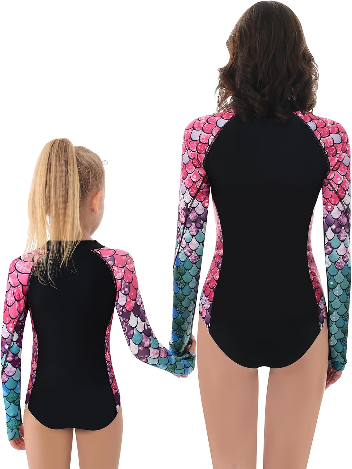 Women and Girls Matching Swimsuit: Long Sleeve One Piece Rash Guard Bathing Suit UPF 50+ (Please Order Separately)