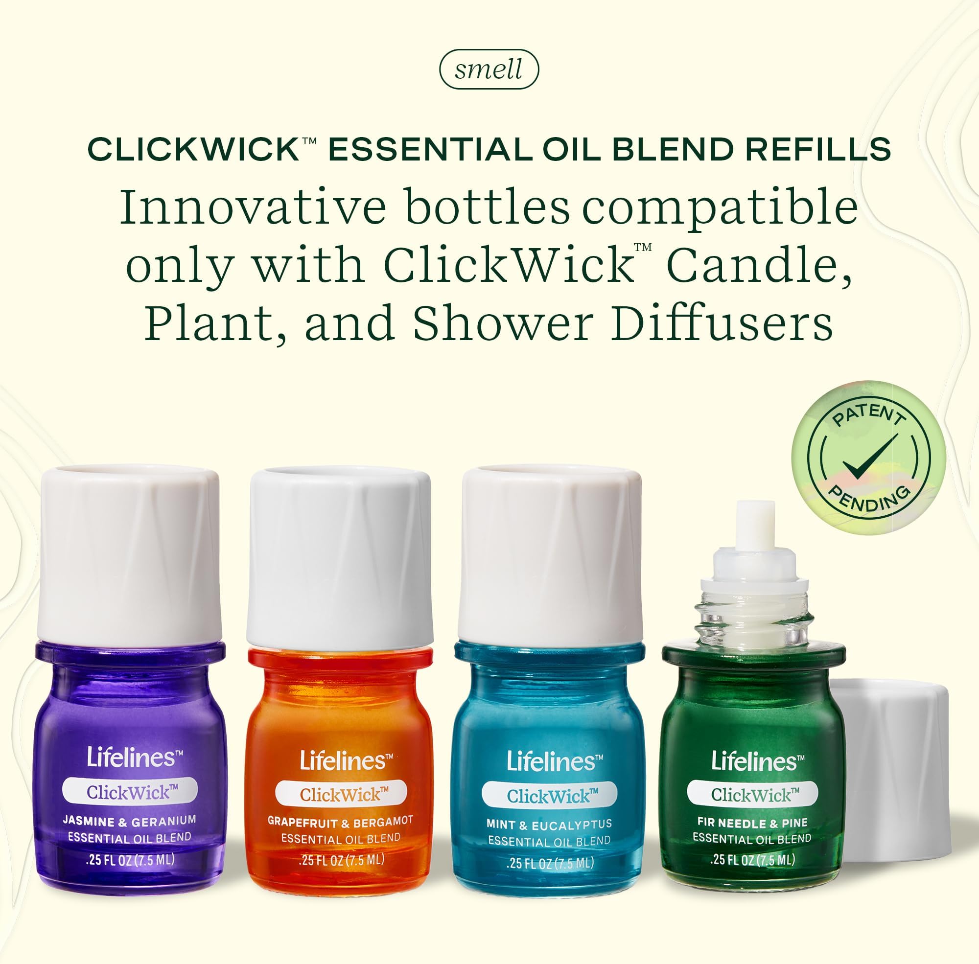 Lifelines ClickWick™ Essential Oil Blend Refill for Candle, Plant, Shower Diffuser in Discovery Set –