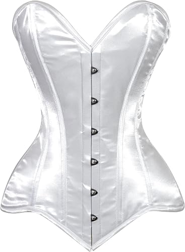 Daisy Corsets Womens White Satin Overbust Corset Waist Cincher Bustier & Plus Si