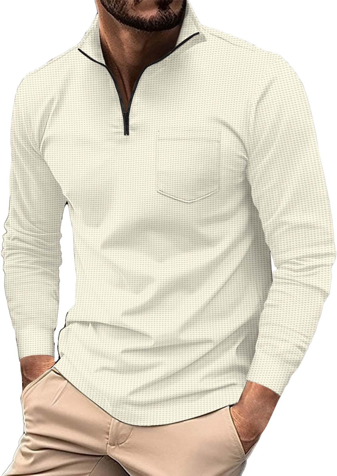 1/4 Zip Pullover Mens, Slim Fit Mock Neck Basic Sweatshirt, UPF 50+ Long Sleeve Shirts, Sweatshirts for Men UK, Casual Lightweight Solid Sports Leisure Jumpers