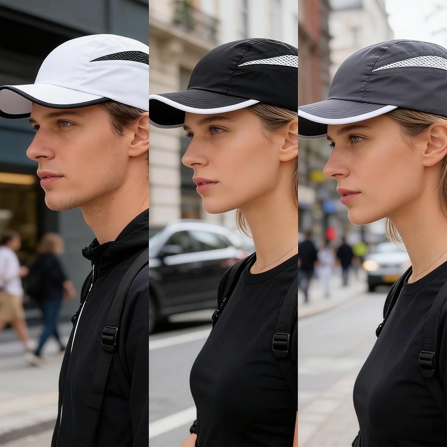 3 Pack Quick Dry Running Hat Men Women, Breathable Mesh Baseball Cap Adjustable Outdoor Sport Hats