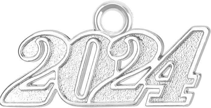 Silver 2024 Year Charm, 2024 Graduation Decorations, Graduation Tassels Date 2024 Year Charm, Graduation Cap Tassel Charm 2024, Graduation Hat Decoration 2024 Year Charm for Graduation Tassels