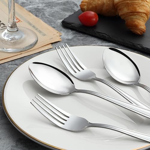 Miniatura 7 de Juego de 24 tenedores (19.8 cm), juego de cubiertos de plata Unokit, tenedores de cena de acero inoxidable, tenedores de mesa, tenedores de metal,