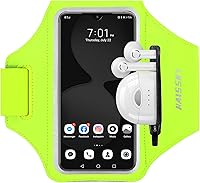 Vista 10 de Brazalete para correr con bolsa para auriculares, brazalete para teléfono celular para iPhone 17 16 15 Pro 14 Plus 13 11 XR, Galaxy S24/S10