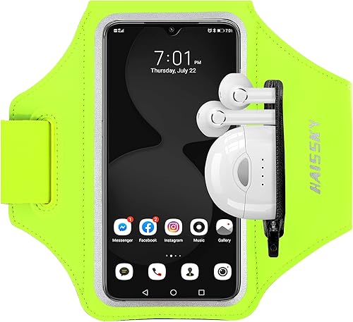 Brazalete para correr con bolsa para auriculares, brazalete para teléfono celular para iPhone 16 15 Pro 14 Plus 13 11 XR XS, Galaxy S24S10