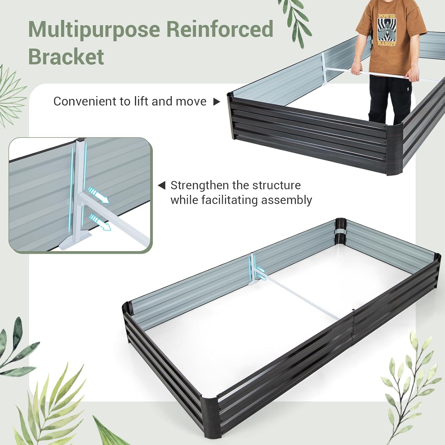 HAPPYGRILL Raised Garden Bed, 8x4 x1 ft Galvanized Metal Planter Raised Bed for Vegetable Fruit Herb Flower, Outdoor Planter Box with Open-Ended Base for Patio Lawn