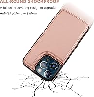 Vista 6 de ONETOP - Funda tipo cartera compatible con iPhone 13 Pro Max con tarjetero, piel sintética, ranuras para tarjetas, doble cierre magnético y funda