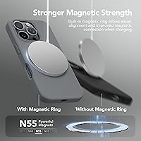 Vista 297 de GONEZ Funda de silicona para iPhone 15 Pro Max, compatible con Magsafe, protector de cámara + protector de pantalla, forro de microfibra suave Negro