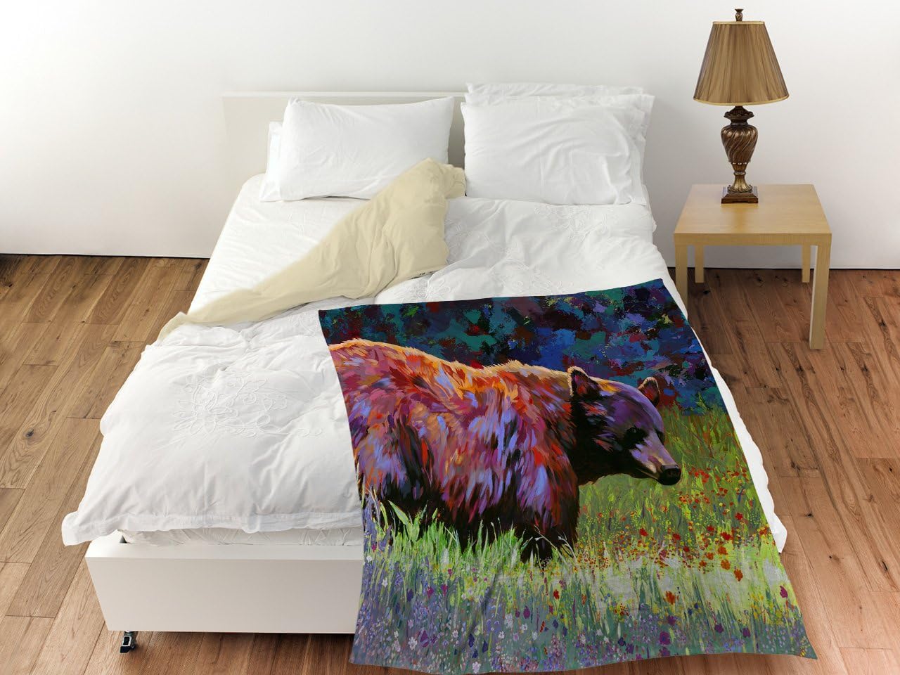 Manual Woodworkers & Weavers Coral Fleece Throw, 50 by 60-Inch, Wildflowers